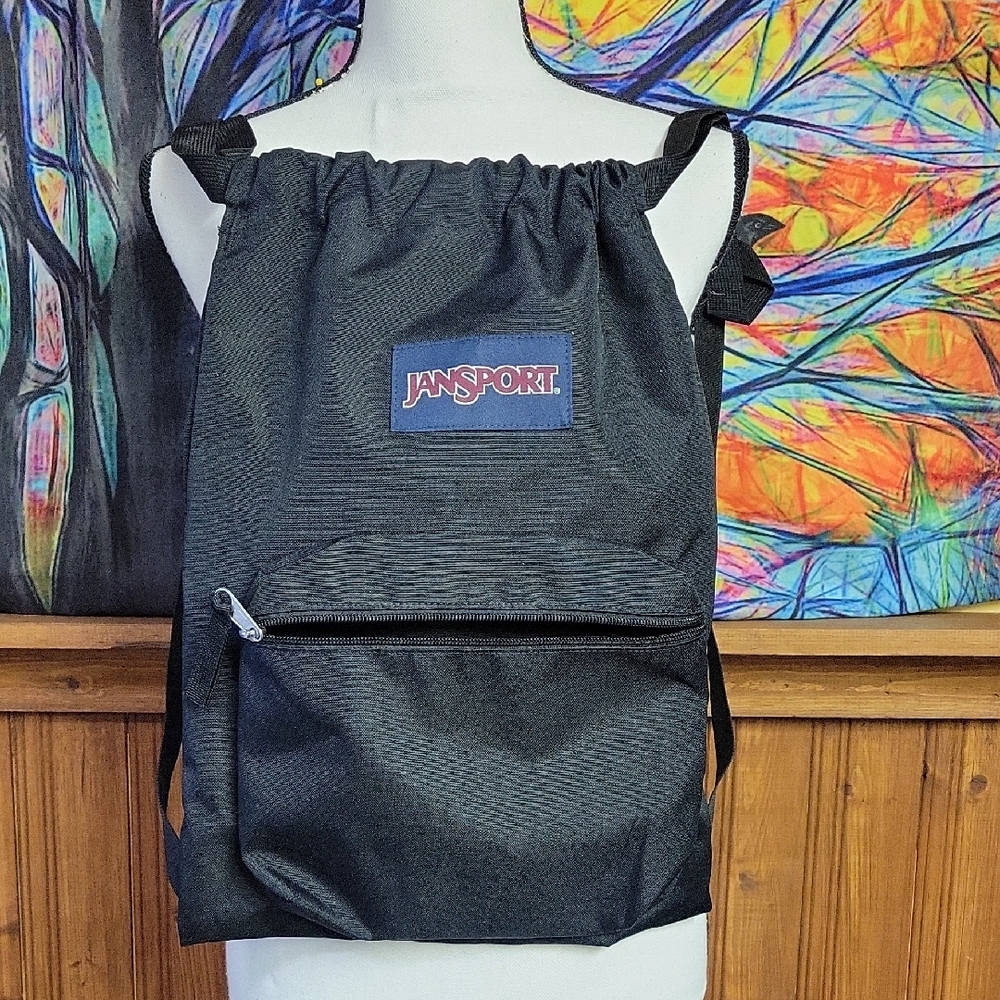 JanSport Classic Black Drawstring Backpack
